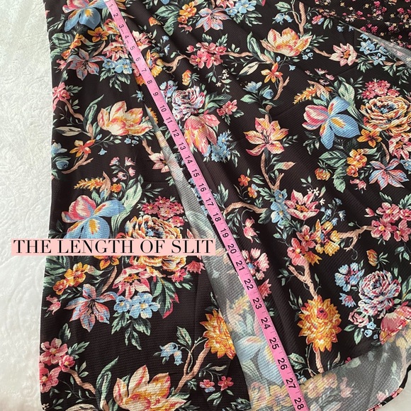 French Connection Floral Patchwork Maxi Dress With Leg Slits - Picture 6 of 9